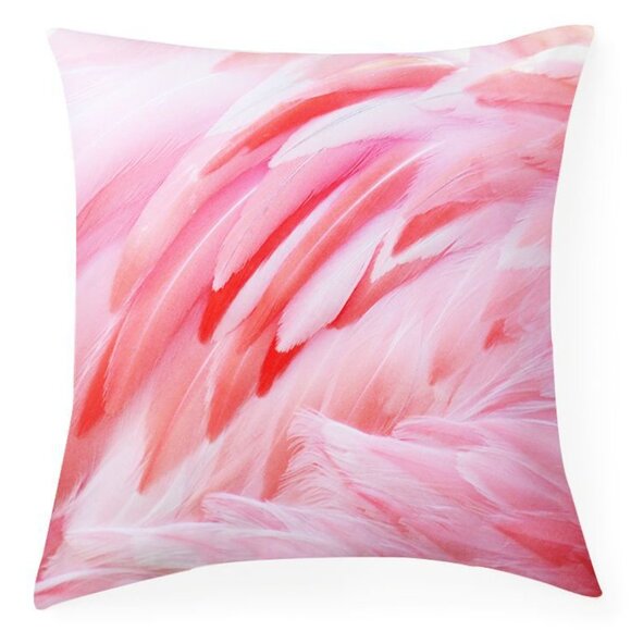 Pink Flamingo Feathers Pillow Cover - Picture 1 of 4